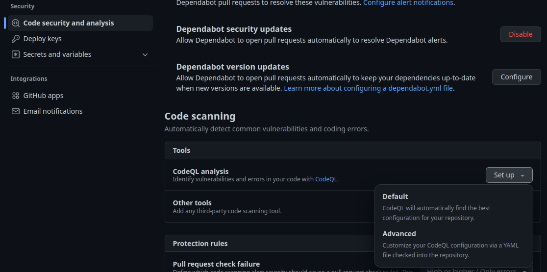 Configuración de *CodeQL*