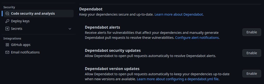 Configuración de *Dependabot*