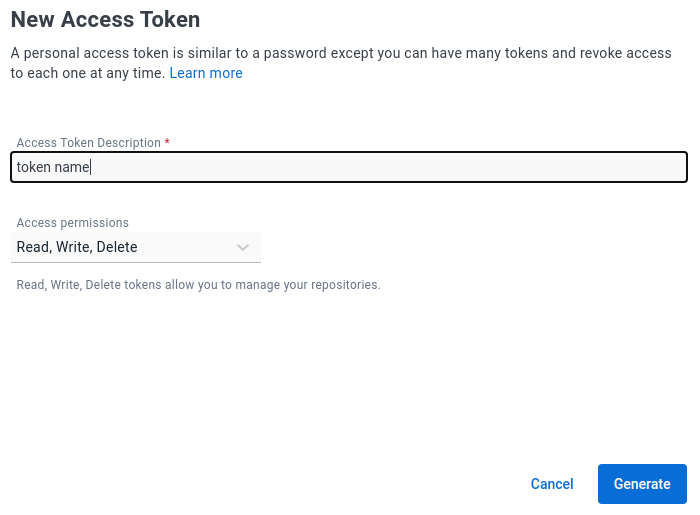 Generación de *token* de acceso en el registro de *Docker*