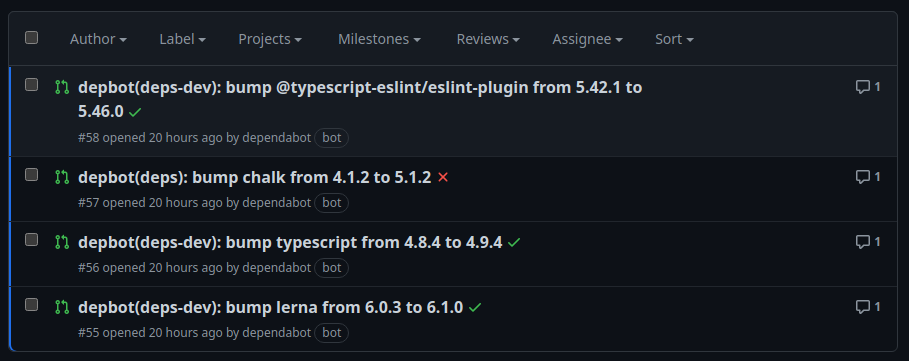 Solicitudes de integración de actualización de versiones